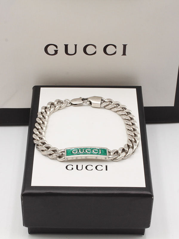 اساور قوتشي جنزير فضي لوقو اسواره gucci فضي