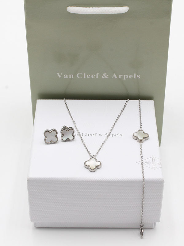 طقم فان كليف ناعم 3 قطع اطقم van cleef فضي