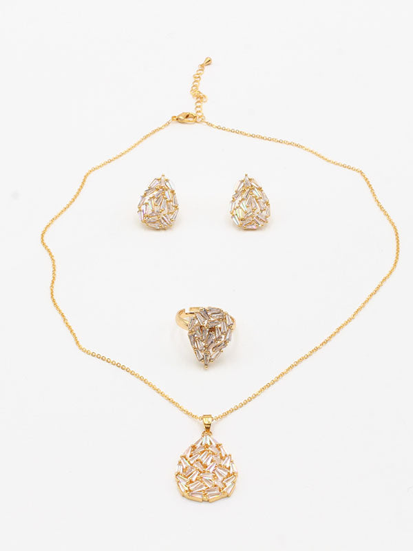 طقم زركون دمعه 3 قطع اطقم jewel