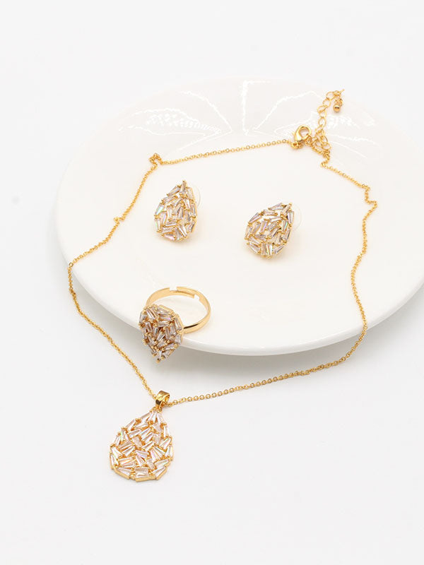 طقم زركون دمعه 3 قطع اطقم jewel