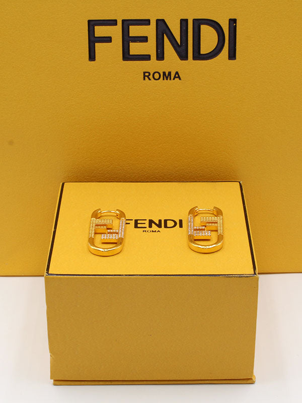 حلق فندي وسط FF حلق fendi ذهبي