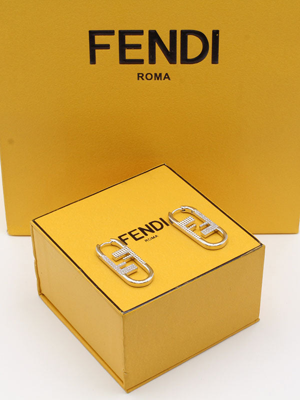 حلق فندي وسط FF حلق fendi فضي