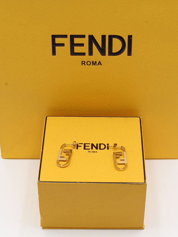 حلق فندي وسط 2 FF حلق fendi ذهبي