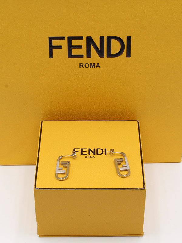 حلق فندي وسط 2 FF حلق fendi فضي