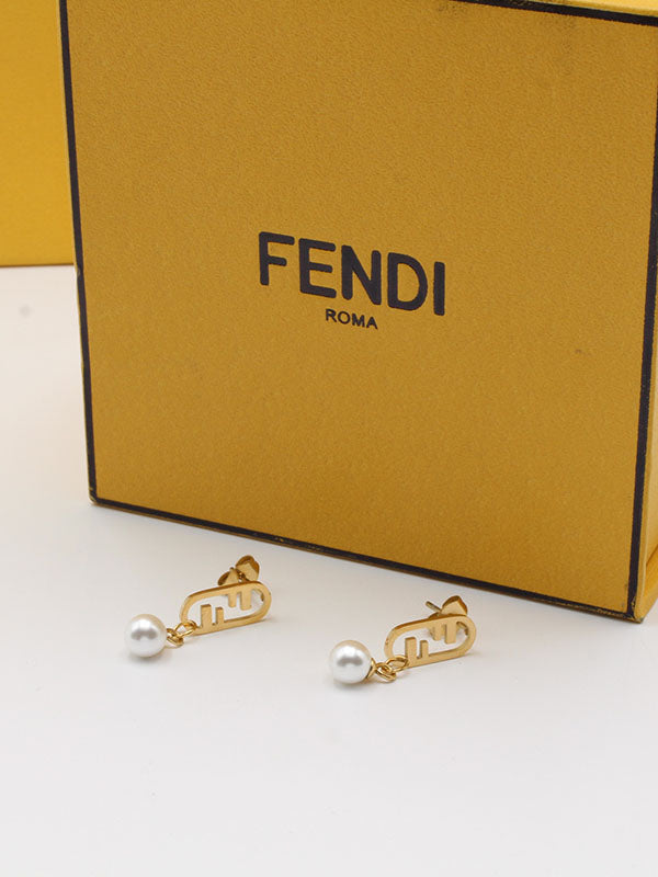 حلق فندي لولو FF حلق fendi ذهبي