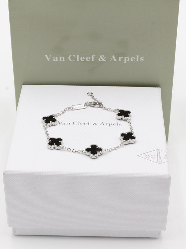 اساور فان كليف لوقو وسط اسواره van cleef اسود فضي