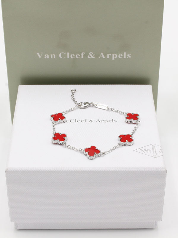 اساور فان كليف لوقو وسط اسواره van cleef احمر فضي