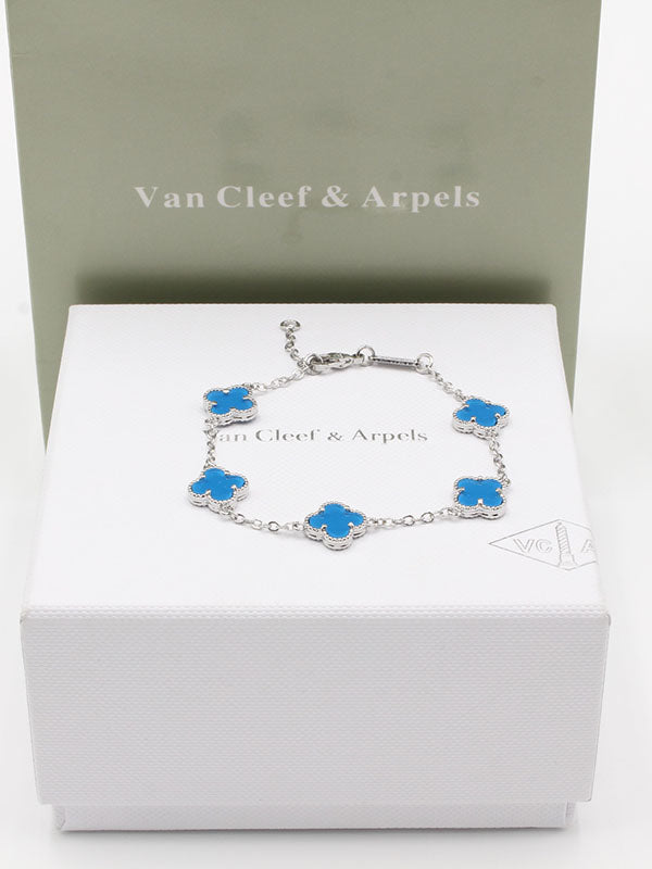اساور فان كليف لوقو وسط اسواره van cleef ازرق فضي