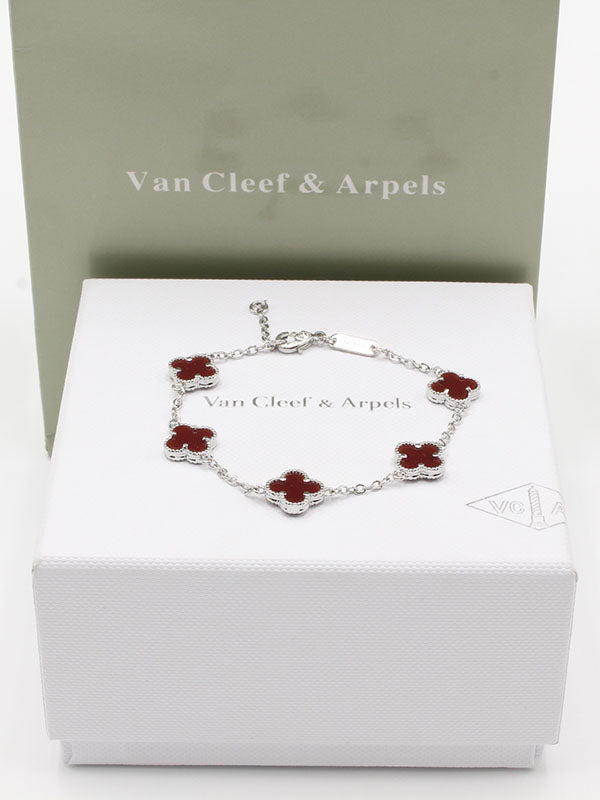 اساور فان كليف لوقو وسط اسواره van cleef عنابي فضي