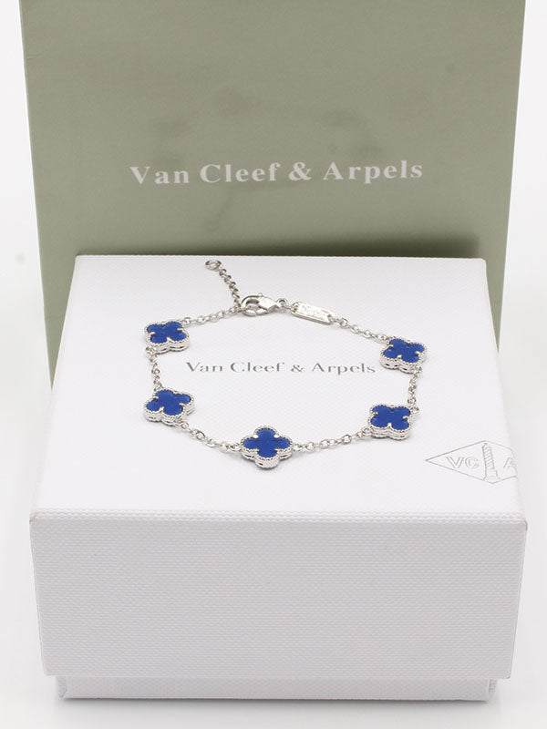 اساور فان كليف لوقو وسط اسواره van cleef كحلي فضي