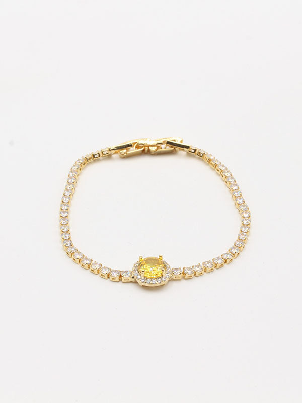 اسواره تنس مدور اسواره Swarovski ذهبي اصفر