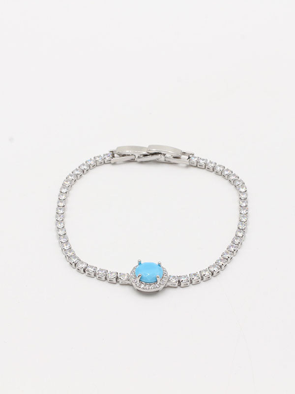 اسواره تنس مدور اسواره Swarovski فضي تركواز
