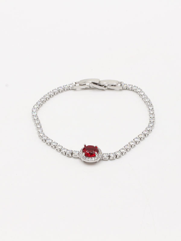 اسواره تنس مدور اسواره Swarovski فضي عنابي