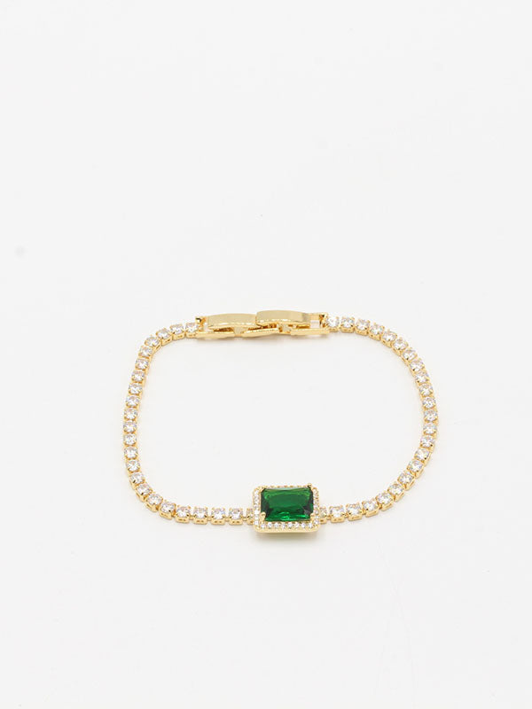 اسواره تنس مربع اسواره Swarovski ذهبي اخضر