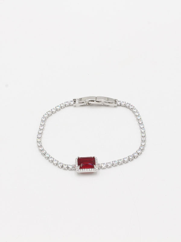 اسواره تنس مربع اسواره Swarovski فضي عنابي