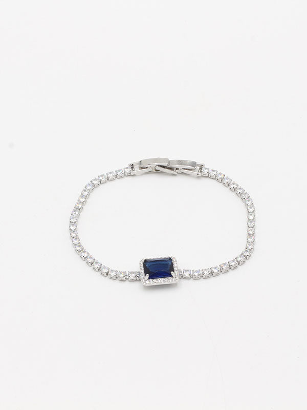 اسواره تنس مربع اسواره Swarovski فضي ازرق