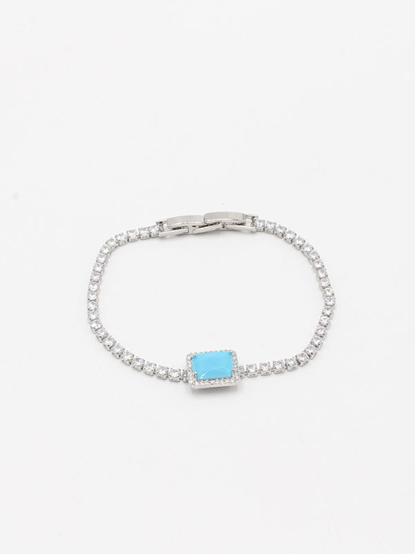 اسواره تنس مربع اسواره Swarovski فضي تركواز