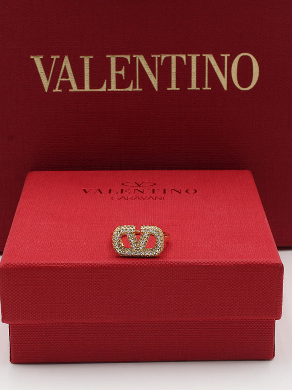 خاتم فالنتينو زركون لوقو خواتم VALENTINO ذهبي