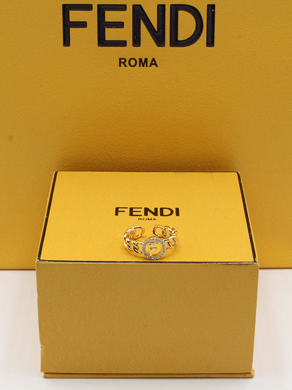 خاتم فندي ذهبي مدور زركون ناعم خواتم fendi