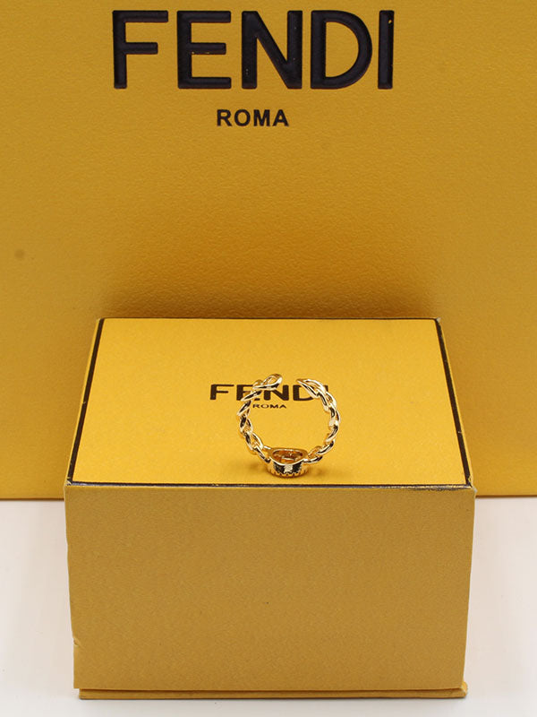 خاتم فندي ذهبي مدور زركون ناعم خواتم fendi