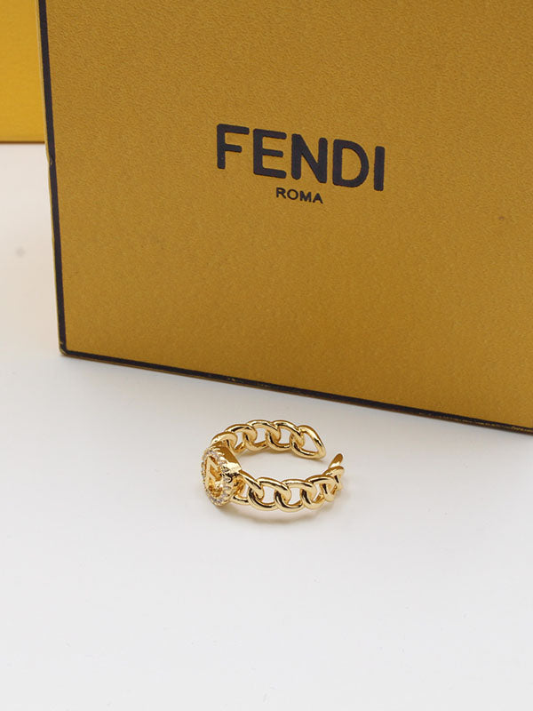 خاتم فندي ذهبي مدور زركون ناعم خواتم fendi