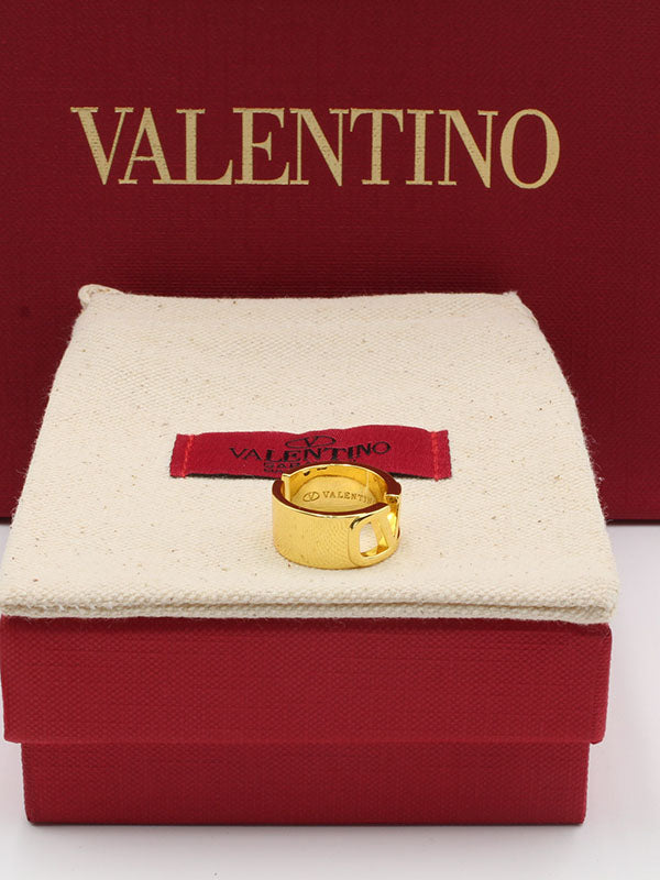 خاتم فالنتينو عريض لوقو خواتم VALENTINO ذهبي