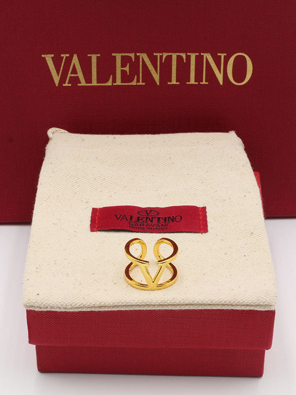 خاتم فالنتينو ذهبي عريض لوقو خواتم VALENTINO