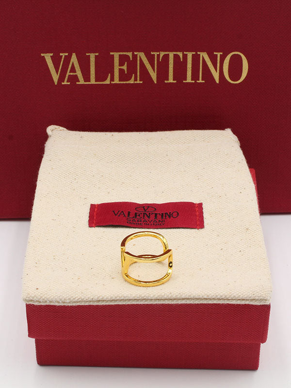خاتم فالنتينو ذهبي عريض لوقو خواتم VALENTINO