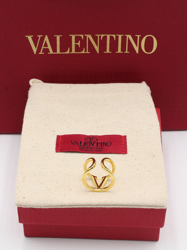خاتم فالنتينو ذهبي عريض لوقو خواتم VALENTINO