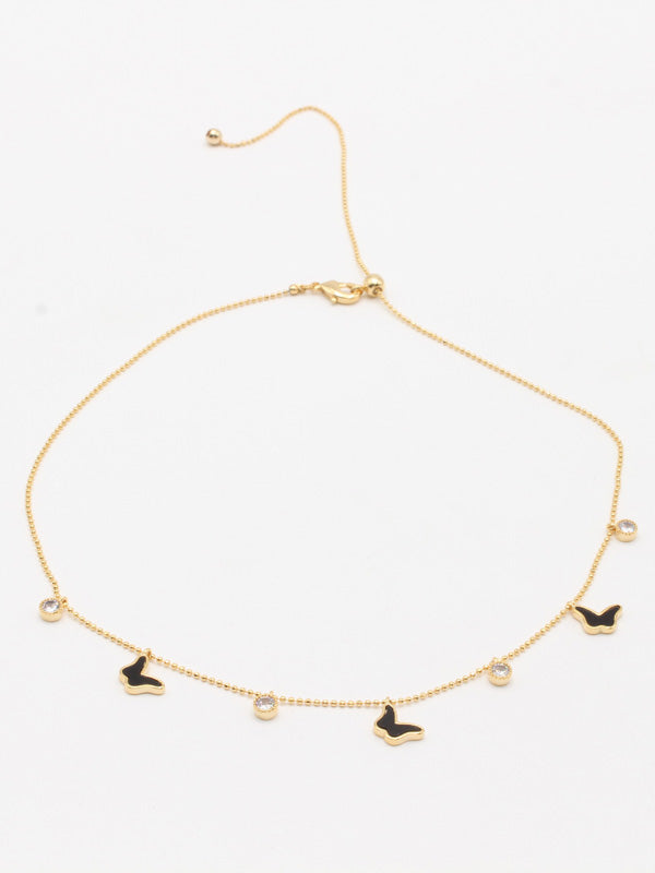 سلسال فراشة تشوكر ملون سلسال jewel ذهبي اسود