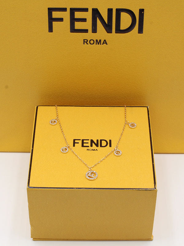 سلسال فندي ناعم تشوكر زركون سلسال fendi ذهبي