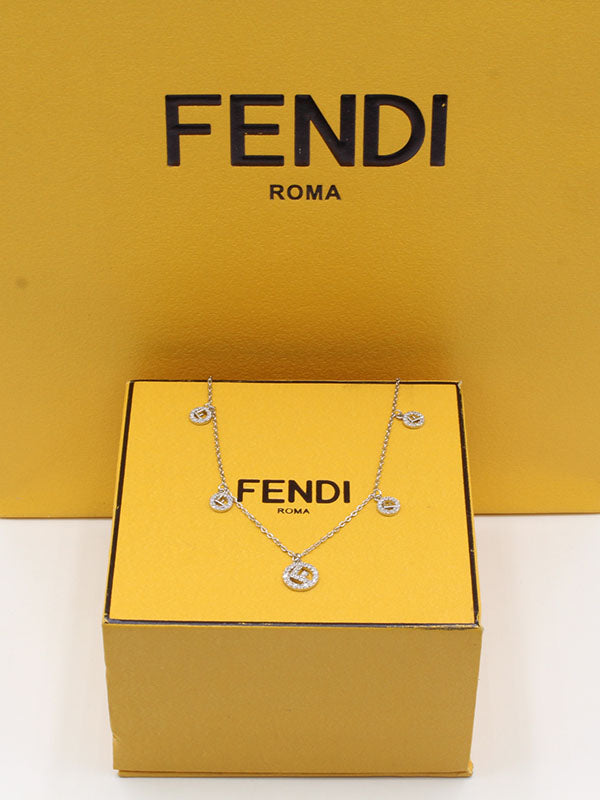 سلسال فندي ناعم تشوكر زركون سلسال fendi فضي