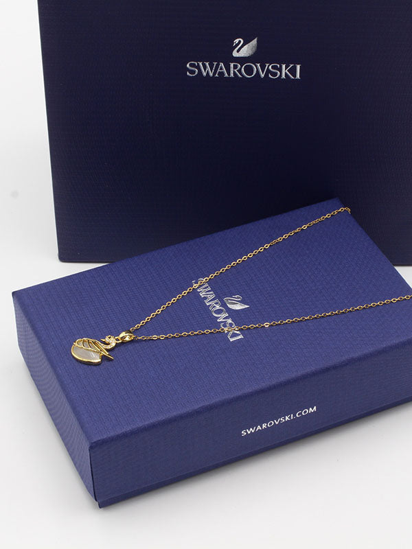 سلسال سواروفسكي ذهبي سوان سلسال Swarovski