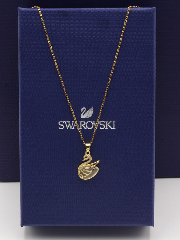 سلسال سواروفسكي ذهبي سوان سلسال Swarovski ذهبي