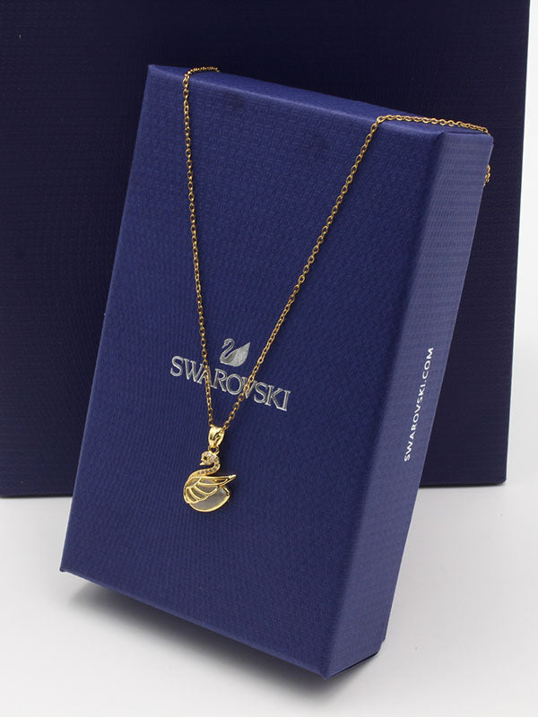 سلسال سواروفسكي ذهبي سوان سلسال Swarovski