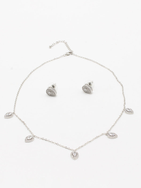 طقم تشوكر دمعه ناعم زركون اطقم jewel فضي