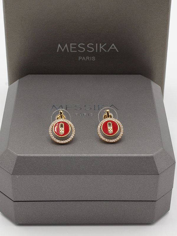 حلق ميسيكا مدور شيل ملون حلق messika ذهبي احمر