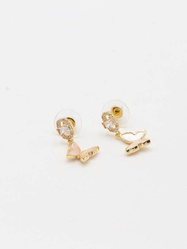 حلق فراشه شيل زركون حلق jewel ذهبي