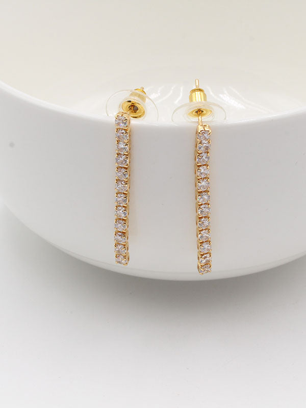 حلق تنس طويل زركون حلق Swarovski ذهبي