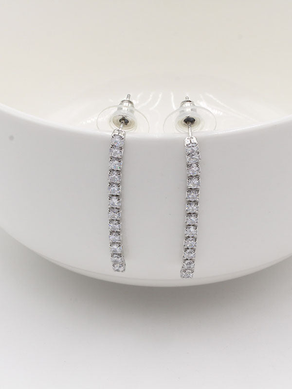 حلق تنس طويل زركون حلق Swarovski فضي