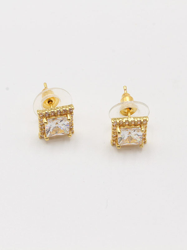 حلق مربع صغير زركون حلق jewel