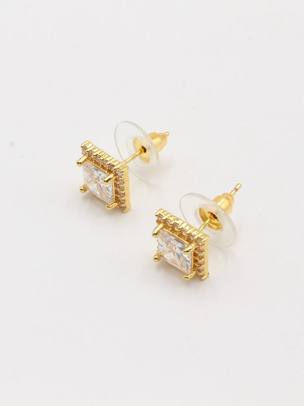 حلق مربع صغير زركون حلق jewel