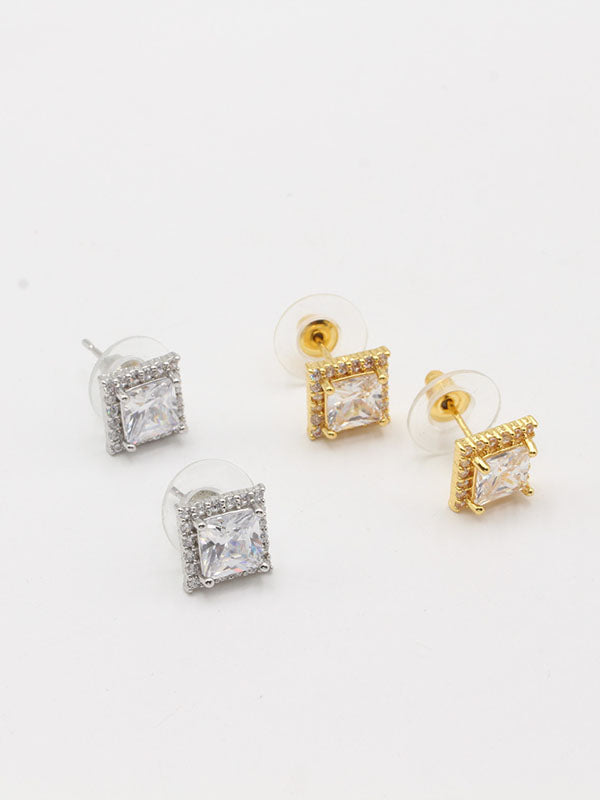 حلق مربع صغير زركون حلق jewel