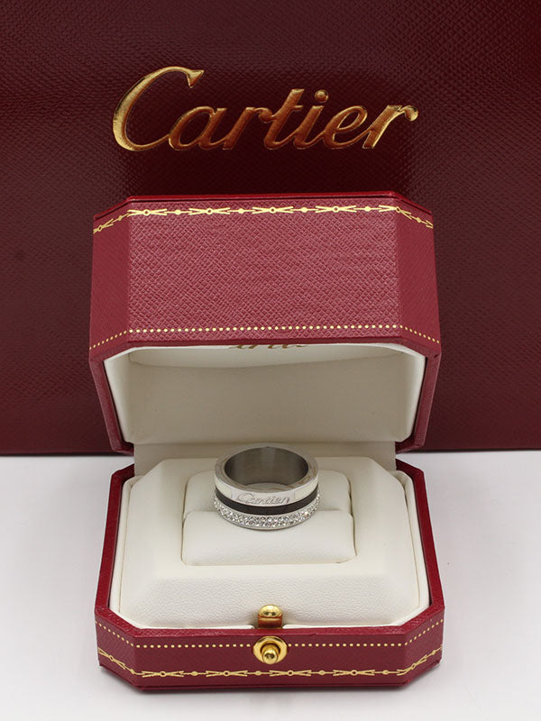 دبلة كارتير اسود فضي خواتم CARTIER