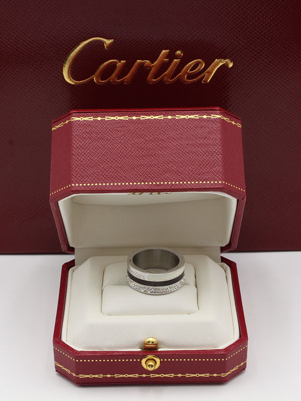 دبلة كارتير اسود فضي خواتم CARTIER