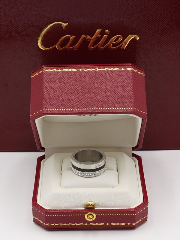 دبلة كارتير اسود فضي خواتم CARTIER