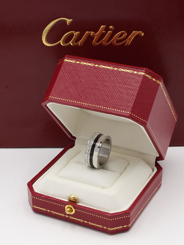 دبلة كارتير اسود فضي خواتم CARTIER