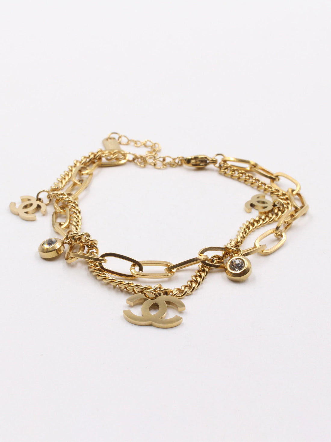 اسواره شانيل دبل شاين ذهبي لوقو اسواره chanel ذهبي