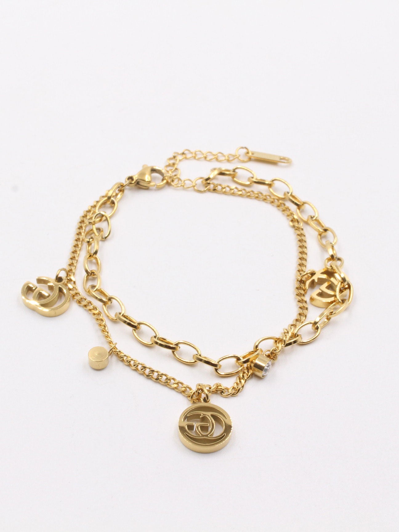 اسوارة قوتشي دبل شاين سمول لوقو اسواره gucci ذهبي