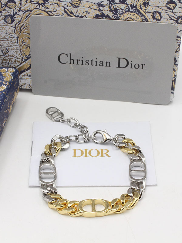 اساور ديور جنزير قولد اند سلفر لوقو اسواره dior ذهبي
